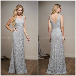Belsoie Long V-neck Lace Bridesmaid Dress